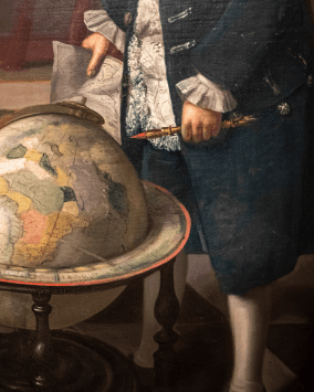 The Bateson Children Painting, close up of globe