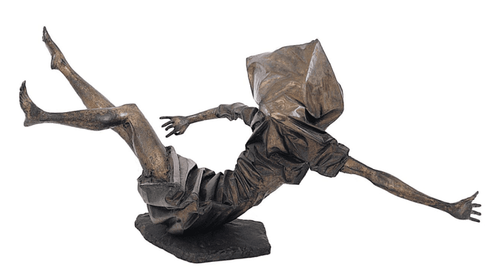 Woman in Bomb Blast, Bronze sculpture, F.E. McWilliam 