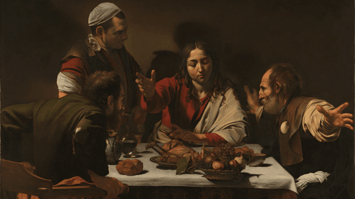 Michelangelo Merisi da Caravaggio, 1571 – 1610, The Supper at Emmaus, 1601. Presented by the Hon. George Vernon, 1839 © The National Gallery